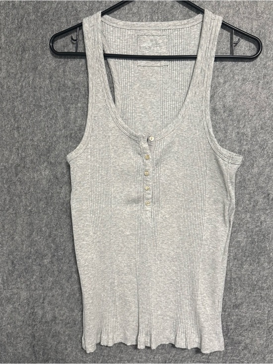 aerie Tops - aerie Light Gray Ribbed Henley Tank